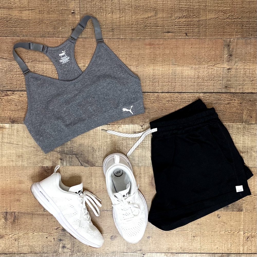 Puma Gray Racerback Sports Bra with White Logo